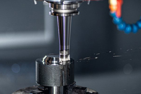 Close up of a spindle on a CNC machine vertical mill.